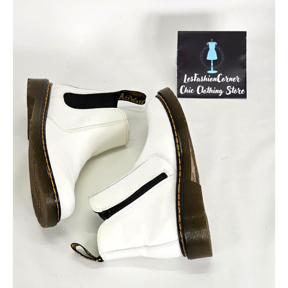 Dr. Martens Big Kid's White Leather Chelsea Boots Size 4 J 117 - Picture 12 of 16